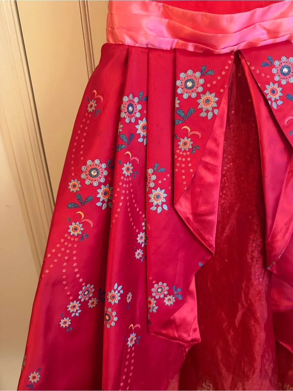Disney Elena if Avalor Red Floral Off-Shoulder Party Dress for Girls costume